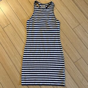 Hollister Women Sleeveless Striped Racer Back Knit Dress Small Navy & White Y2K